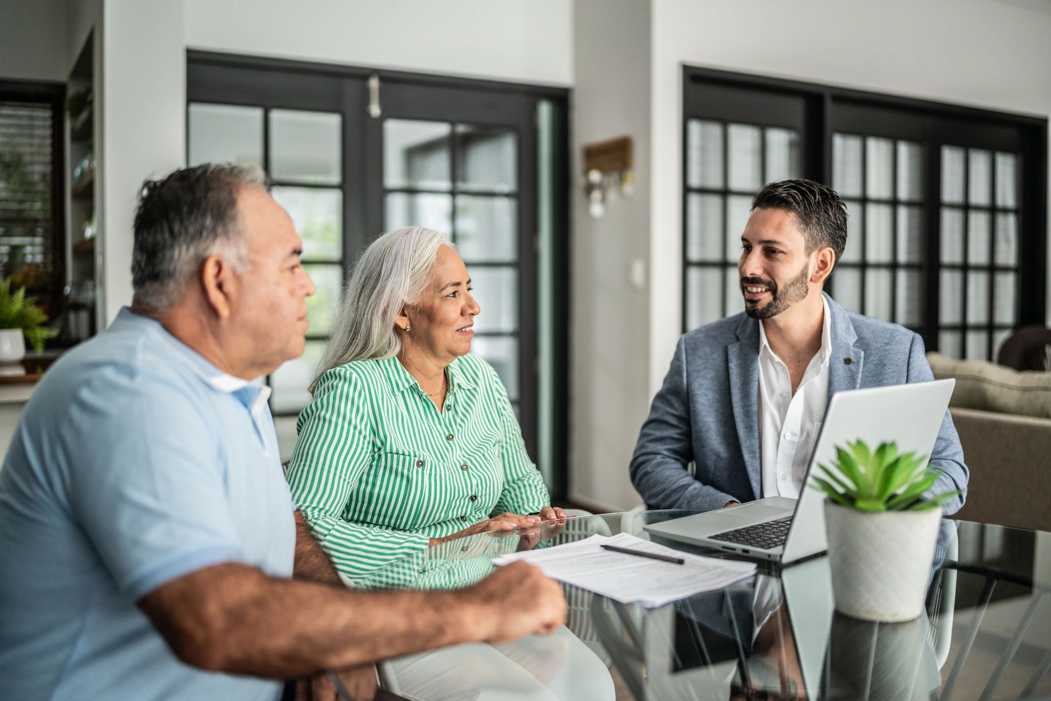 Mortgage advisor meeting with clients