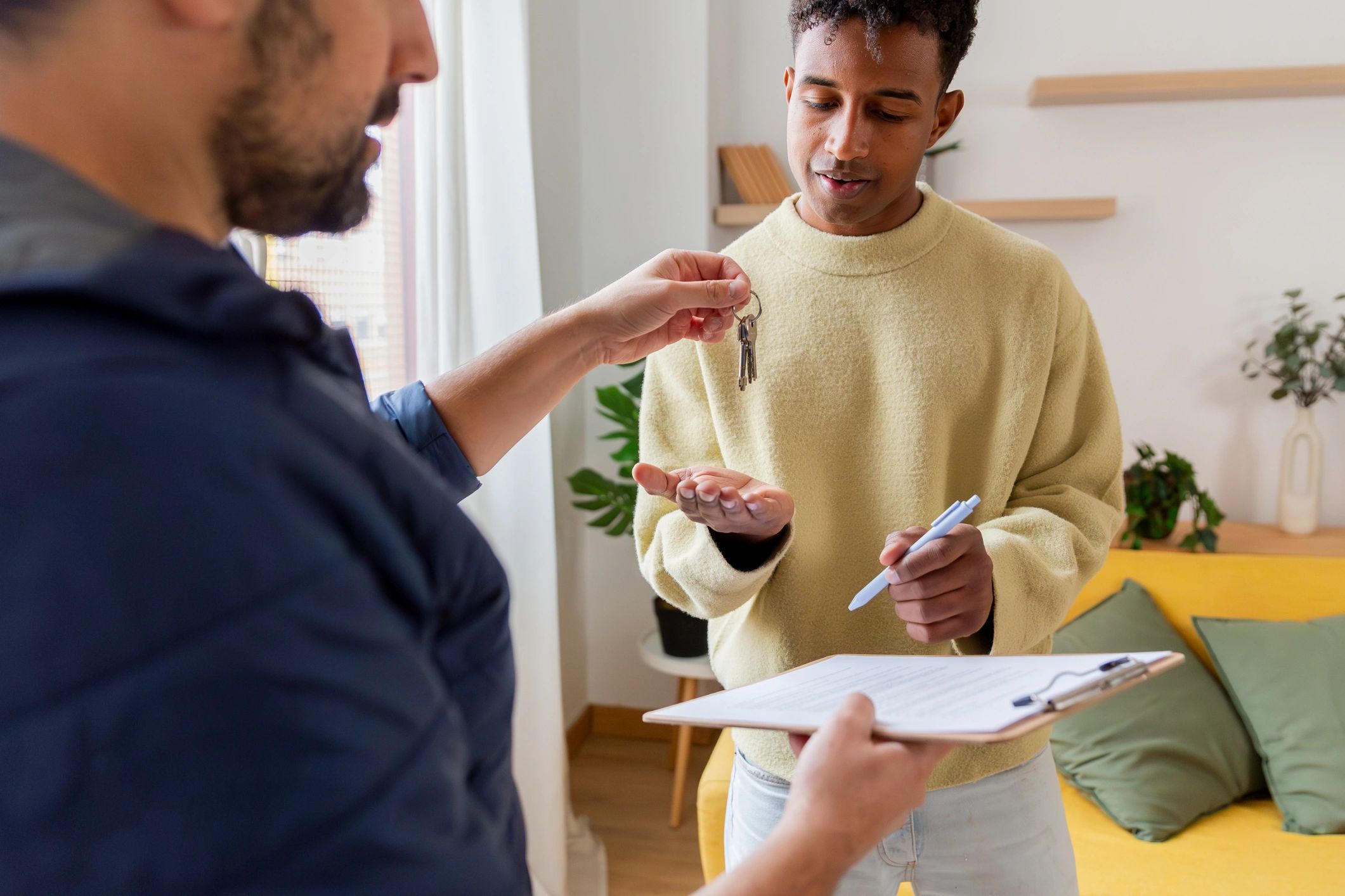 New homeowner receiving keys